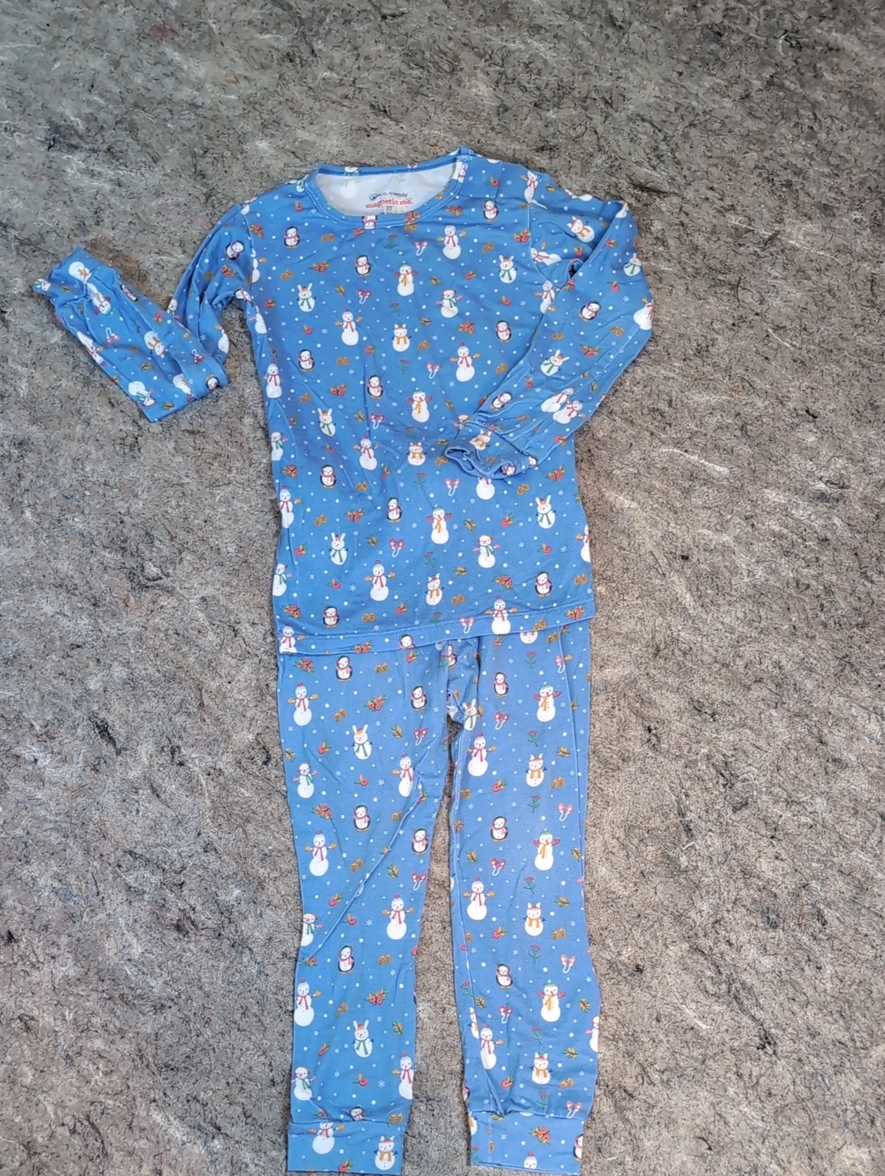 Magnetic Me Blue Snowman Print Kids Pajama Set Size 3T